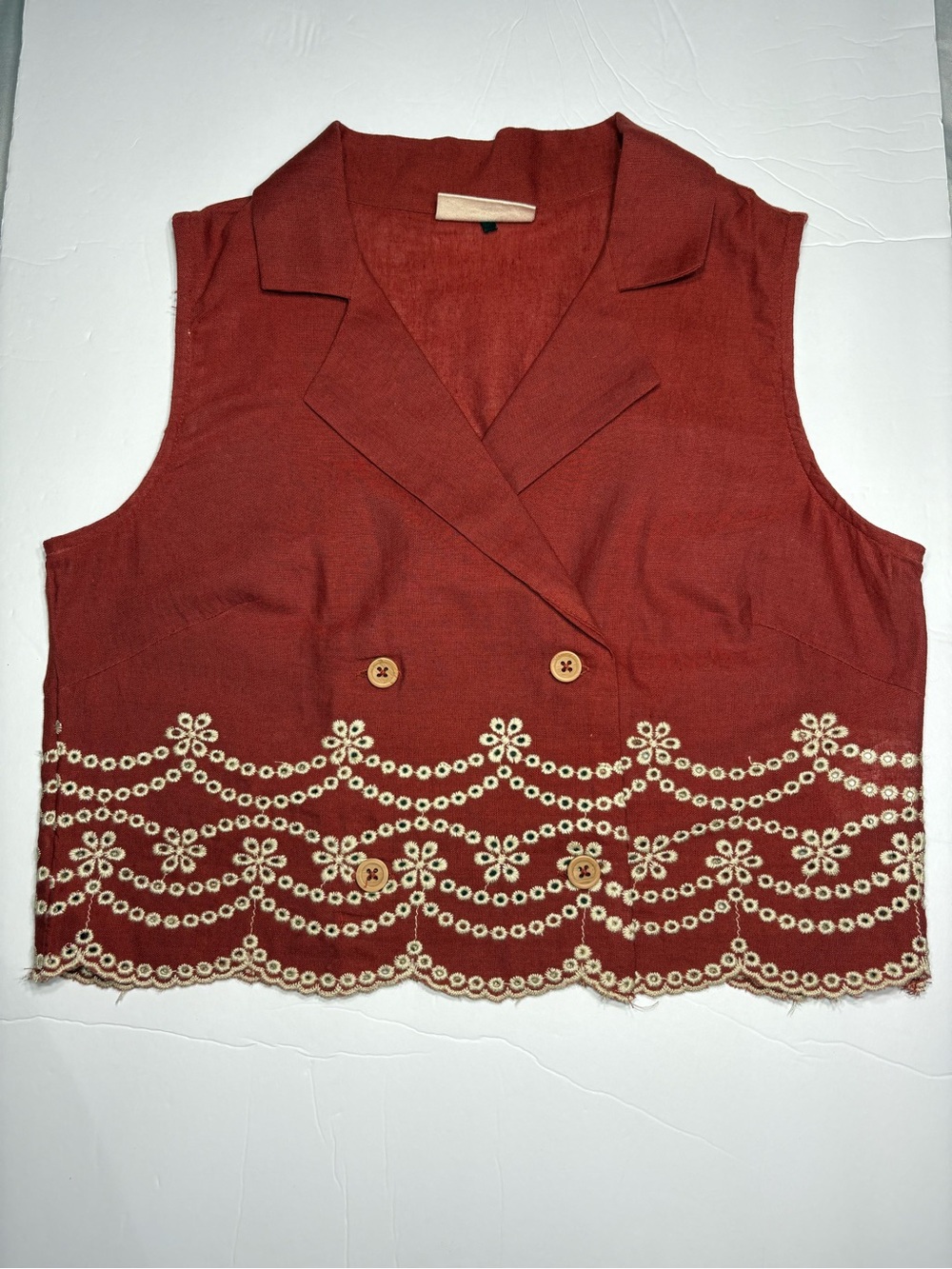 Bombay Rust Red Embroidered Crop Top